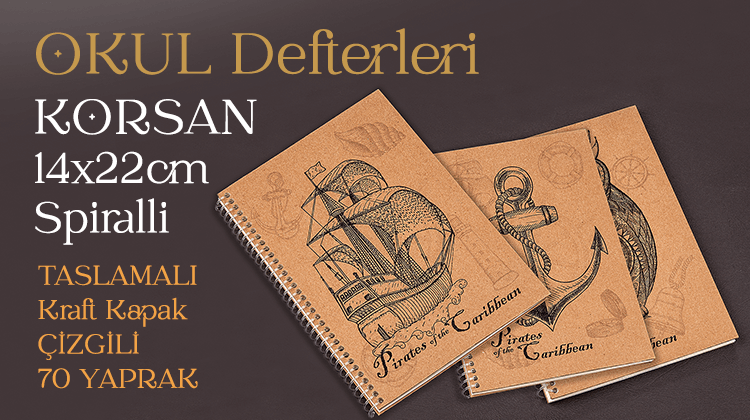 Okul Defterleri - Korsan - 14x22cm Spiralli Görseli