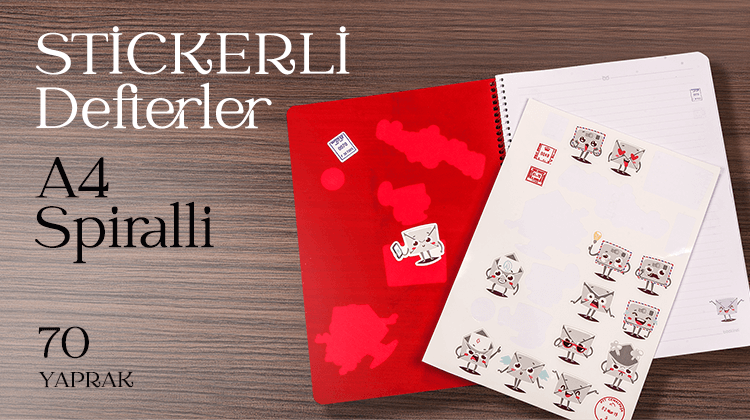 Stickerlı Defterler - A4 Spiralli Görseli