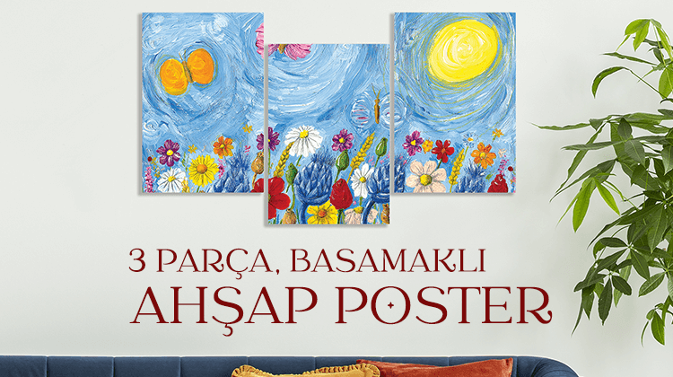 3 Parça Basamaklı Ahşap Poster Görseli