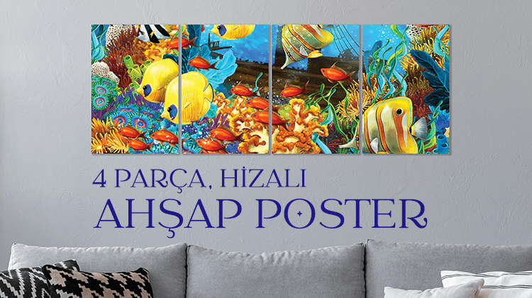 4 Parça Hizalı Ahşap Poster Görseli