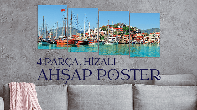4 Parça Hizalı Ahşap Poster Görseli