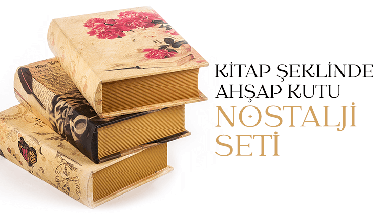 Kitap Şeklinde Ahşap Kutu - Nostalji Seti Grup Görseli