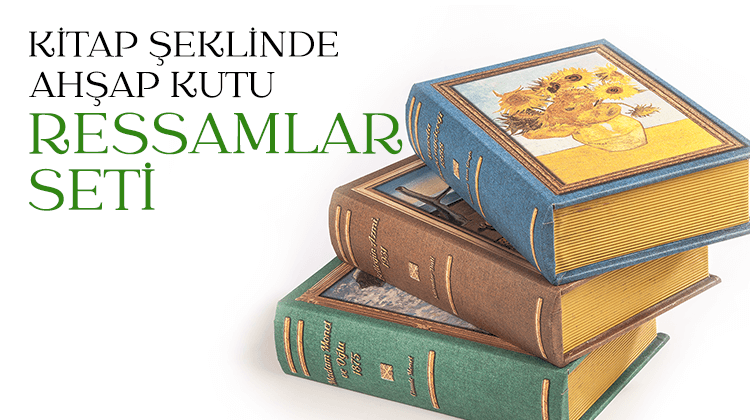 Kitap Şeklinde Ahşap Kutu - Ressamlar Seti Grup Görseli