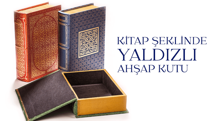 Kitap Şeklinde Yaldızlı Ahşap Kutu Grup Görseli