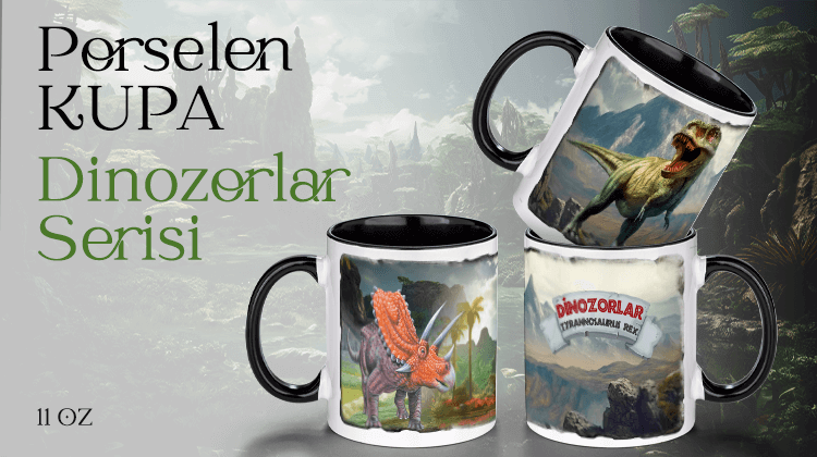 Porselen Kupa Dinozorlar Serisi Görseli