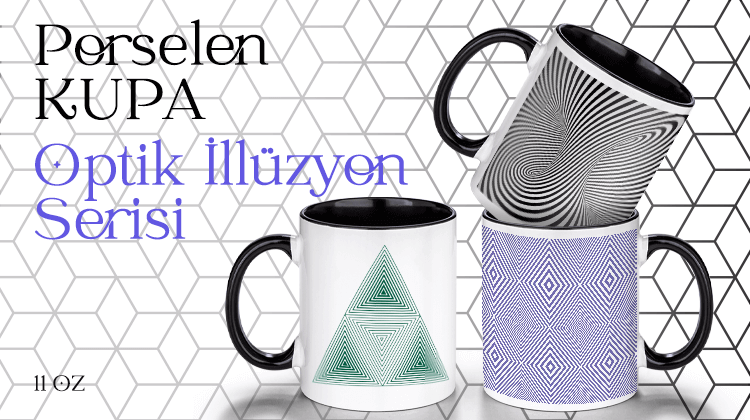 Porselen Kupa Optik İllüzyon Serisi Görseli